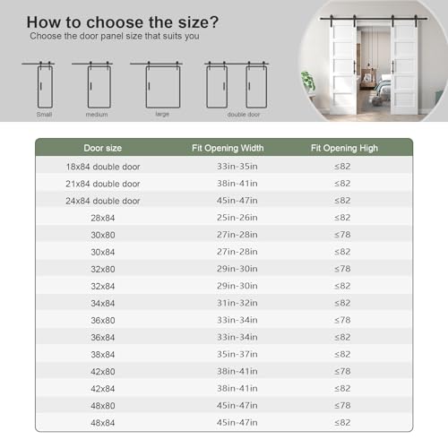 Double 21x84in White Barn Door with 7FT Sliding Hardware Kit, MDF, PVC Surface, DIY Assembly R60322