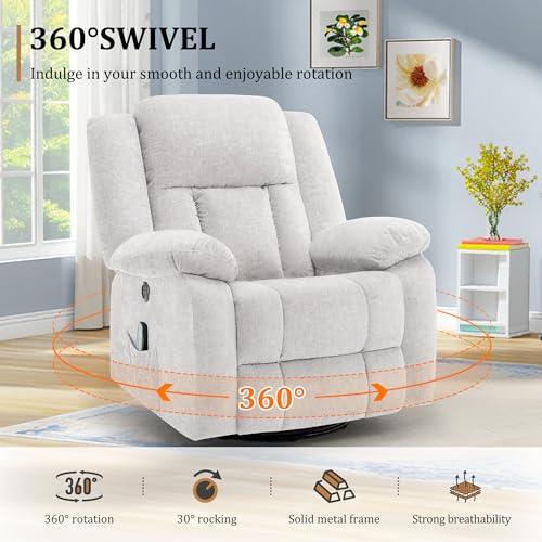 Swivel Glider Recliner Chair with Massage and Heating U99902