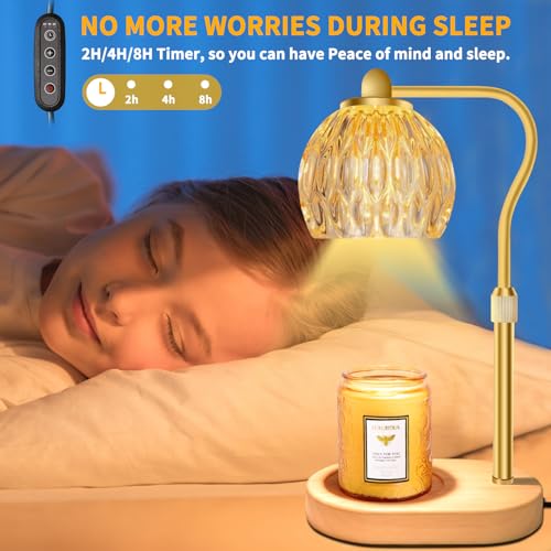 Candle Warmer Lamp with Timer, Dimmable Height for Jar Candles C186405