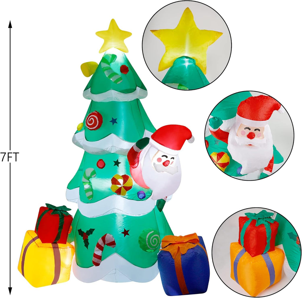 Inflatable Christmas Tree with Santa Claus and LED Lights for Outdoor Yard Decor G514