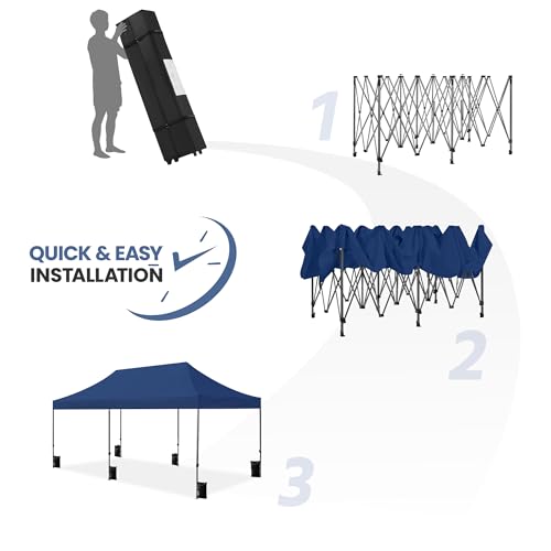 Heavy Duty Pop Up Canopy Tent 10x20 with Wheeled Carry Bag, White Q36763