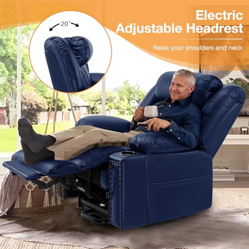 Large Power Lift Recliner Chair for Elderly with Heat and Massage, USB Port, Dark Brown O650