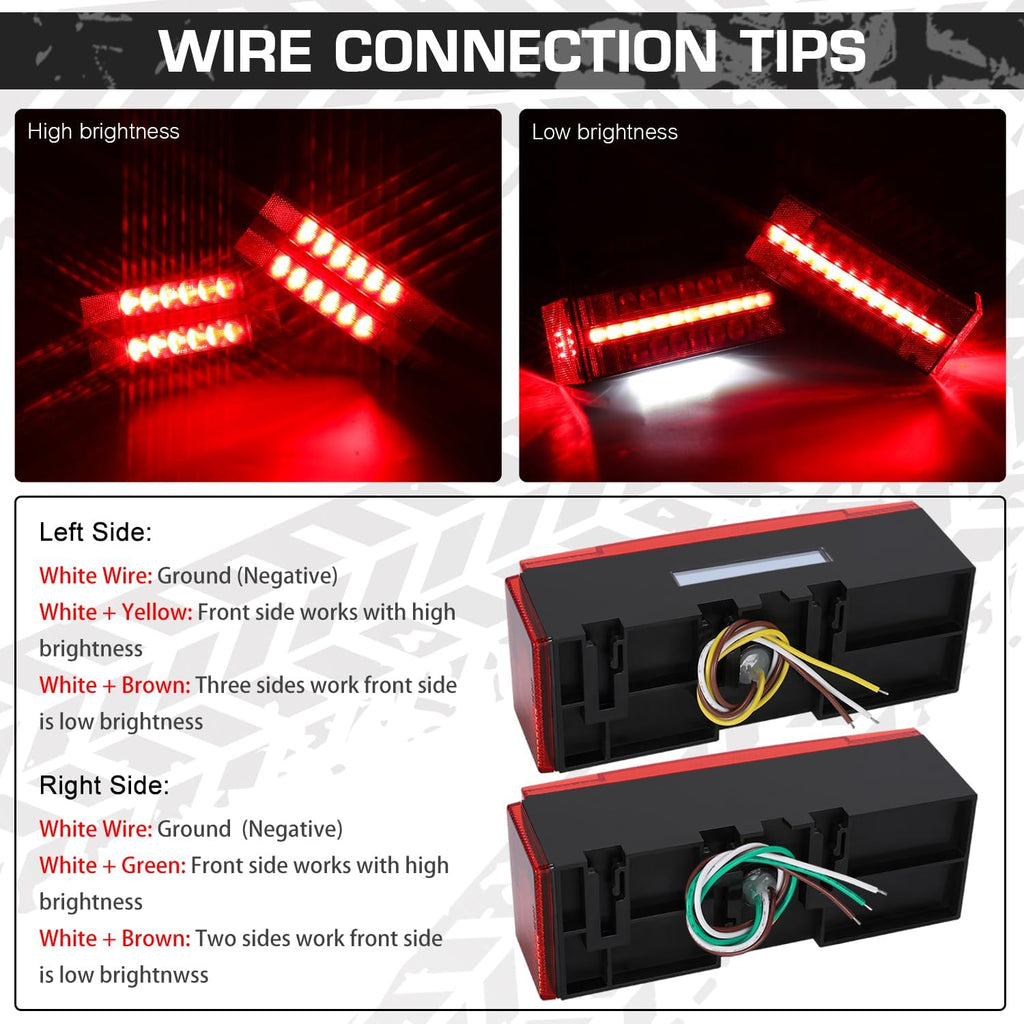 LED Submersible Rectangular Trailer Tail Light Kit with Brake Turn Reverse and Side Marker E1256