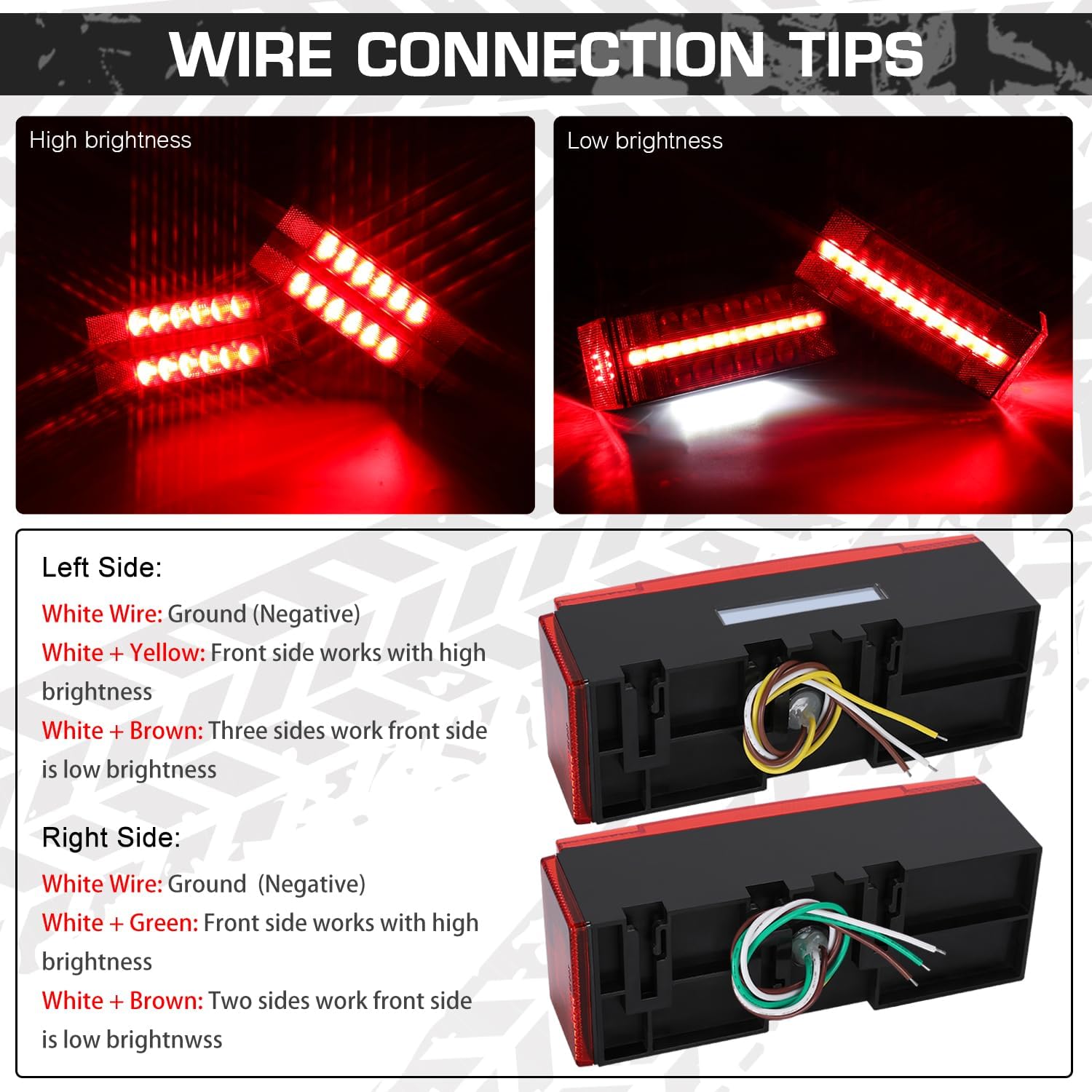 LED Submersible Rectangular Trailer Tail Light Kit with Brake Turn Reverse and Side Marker E1256