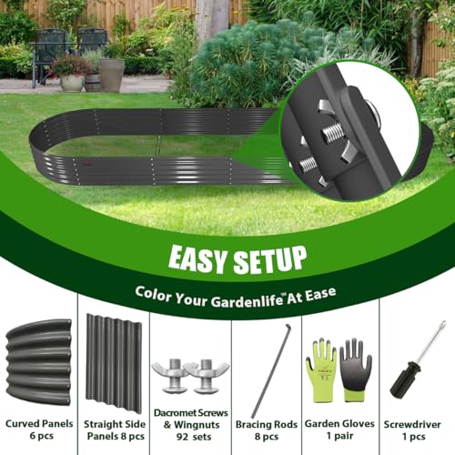 Galvanized Raised Garden Bed Oval Metal Planter Box for Vegetables Flowers U63502