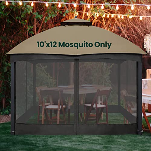 10x10 Gazebo Replacement Mosquito Netting, 4-Panel Sidewall with Zippers D424