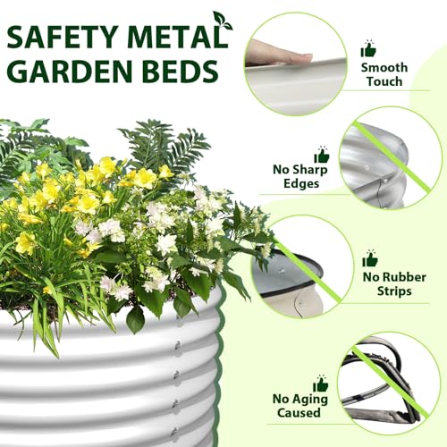 Galvanized Raised Garden Bed Oval Metal Planter Box for Vegetables Flowers U63502